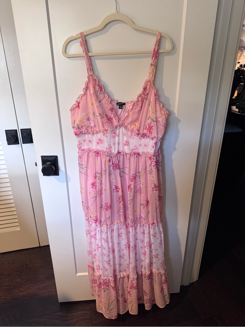 torrid Pink Floral Tiered Maxi Dress with Ruffle Trim